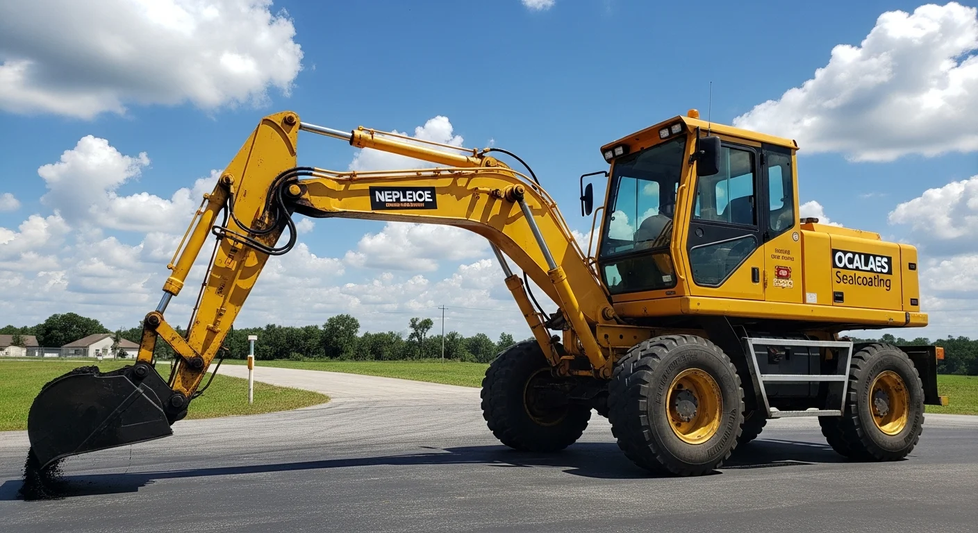 Professional asphalt paving crew working on parking lot in Ocala