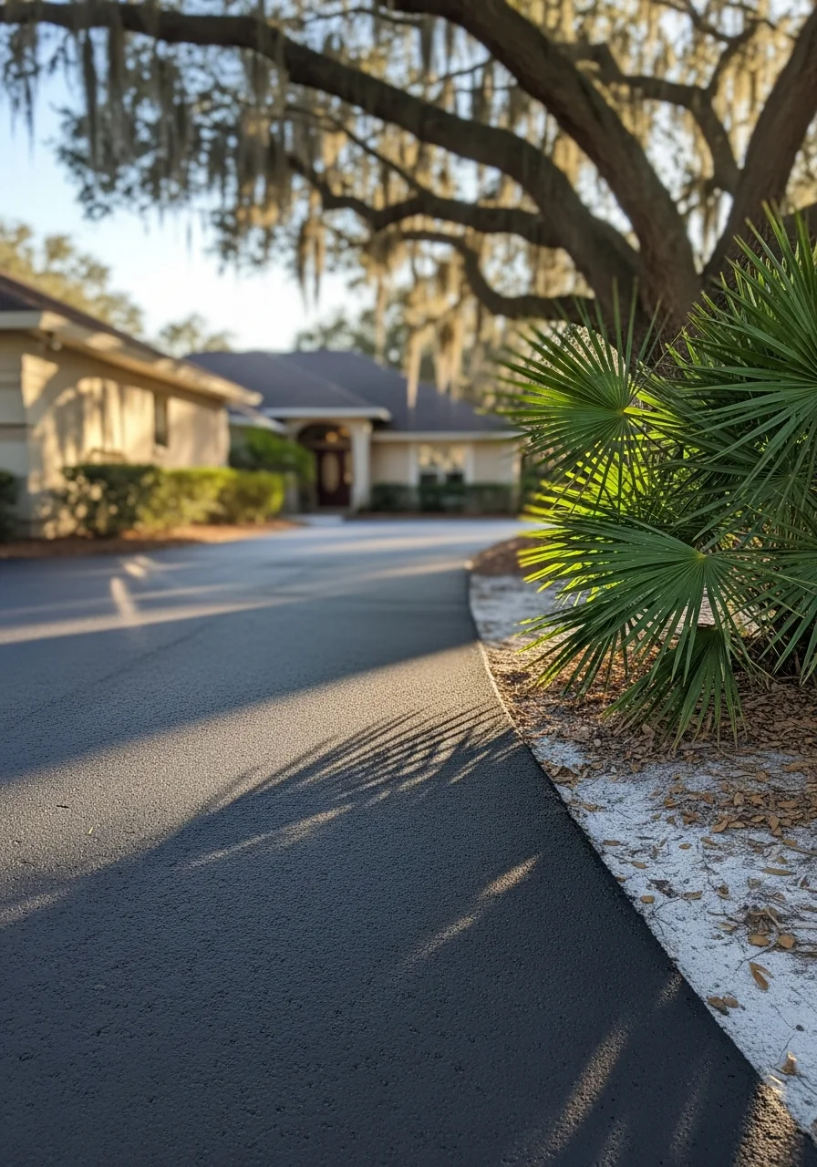 Close-up of a well-maintained Ocala home exterior with native landscaping and local architectural style.